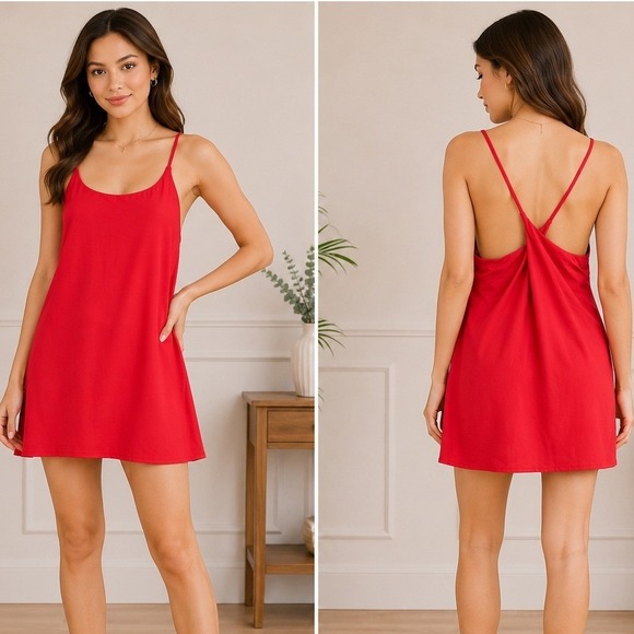 HALARA Dresses & Skirts - NWT Halara Exercise Dress XL Red Activewear Mini Lined Tennis Workout Sporty